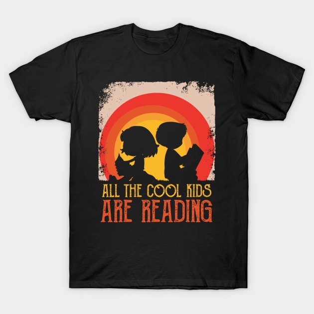 All The Cool Kids Are Reading Book Vintage Reto Sunset T-Shirt by MasliankaStepan